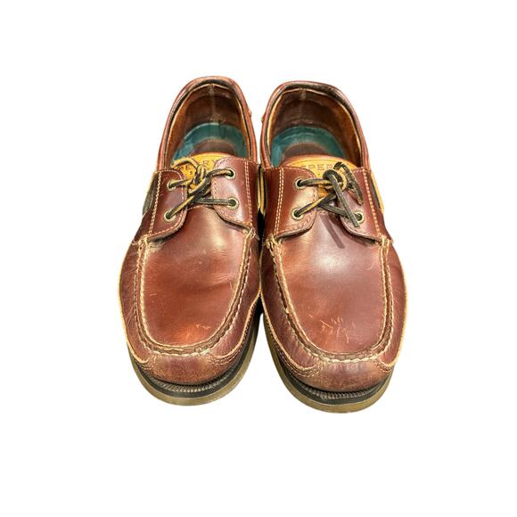 Sperry topsider mako brown leather boat shoes mens size 11.5. - Picture 2 of 8